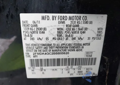 2011 Ford Edge Se z USA, uszkodzony, nr VIN 2FMDK4GC2BBB55620